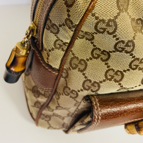 Vintage Gucci Monogram Bamboo Handle Handbag - Picture 3 of 11